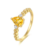 2025新款S925纯银1克拉梨形黄晶石戒指简约轻奢小众设计指环女款