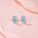 新款S925纯银蛋形托帕石耳钉时尚轻奢耳饰品耳环女