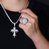 美式街头满镶莫桑石土豪夸张嘻哈风说唱rapper男士戒指