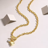 镀18k黄s925银简约时尚格吊坠项链