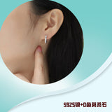 925耳环设计感耳环 半圈S925通体纯银莫桑石流苏