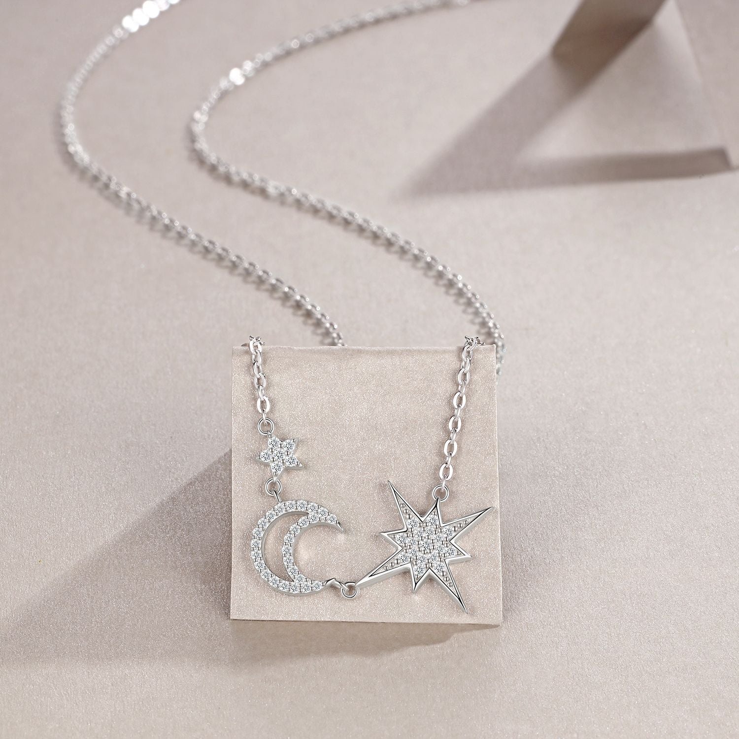 新款925银星月同行项链简约气质轻奢ins冷淡风锁骨链女