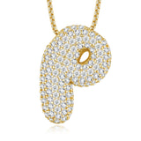 26个字母莫桑石项链925纯银夸张18K金链英文吊坠吊坠