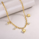 纯银轻奢气质莫桑石镀金星星月亮爱心吊坠设计双层叠戴锁骨链项链