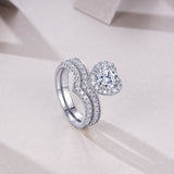 新款S925纯银镶嵌莫桑石灵蛇心形指环小众轻奢戒指女