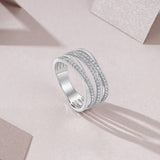 S925纯银精致戒指嘻哈风线条缠绕指环百搭拉丝银色闪亮女戒