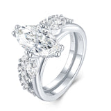 马眼切割特别款婚戒925纯银戒指镶异形莫桑石D色贵气女饰品