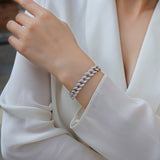 跨境爆款新款10mm宽银饰品手链抖音小红书直播莫桑石纯银古巴手链