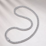 欧美跨境个性莫桑石新款颈链S925银嘻哈风酷风10mm古巴项链链条