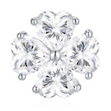 s925纯银镀白金心形耳钉 唯美小清新百搭设计感耳环女款耳饰