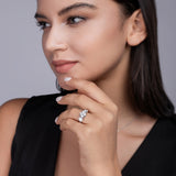 s925纯银戒指女戒镀铂金戒指 风三生石奢华3克拉莫桑石男女戒