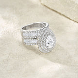 新款闪梨形满镶莫桑石套戒个性轻奢叠戴纯银戒指女