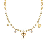 纯银轻奢气质莫桑石镀金星星月亮爱心吊坠设计双层叠戴锁骨链项链