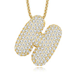 26个字母莫桑石项链925纯银夸张18K金链英文吊坠吊坠