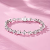 新款S925纯银网球链梨形莫桑石手链轻奢时尚手饰品