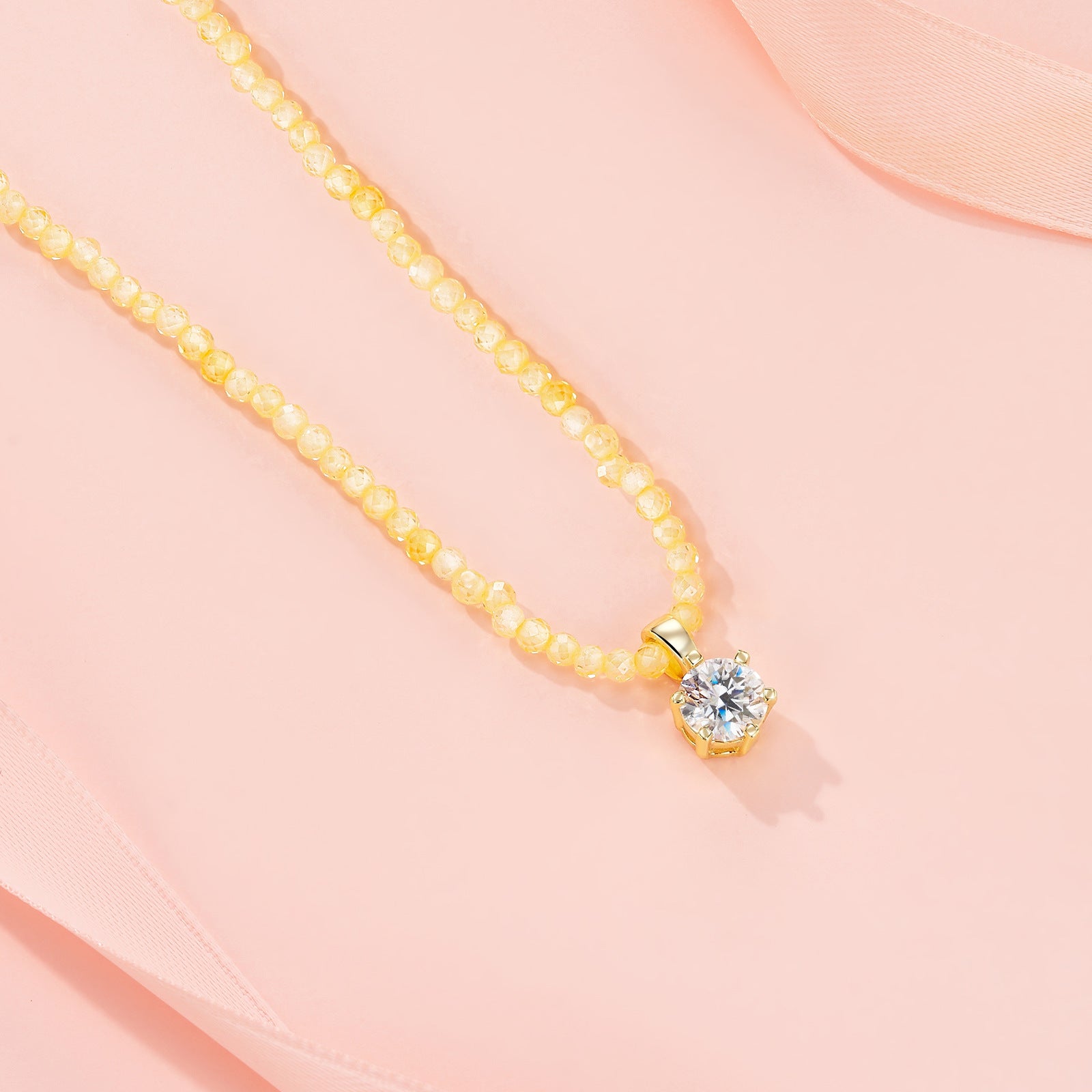 新款莫桑石项链夏季锁骨链轻奢小众设计颈链配饰品