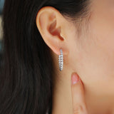 冷淡风气质小众圆圈耳扣双排莫桑石耳环饰品简约百搭耳饰女