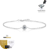 时尚百搭S925银莫桑石手链 简约经典流苏手饰圆包泡泡手链女款