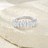 新款S925纯银八角形莫桑石戒指嘻哈小众轻奢指环女