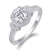 分销莫桑石戒指女轻奢925纯银镀18K金求婚订婚戒指