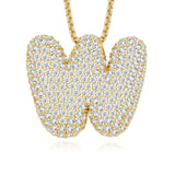 26个字母莫桑石项链925纯银夸张18K金链英文吊坠吊坠