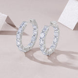 新款S925纯银O型耳钉超闪简约时尚轻奢圆圈耳环女