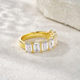 新款S925纯银精工排戒时尚简约轻奢莫桑石指环戒指女