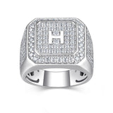 男士嘻哈戒指 莫桑石925银大号潮男戒定制轻奢时尚风饰品