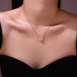 s925纯银莫桑是项链八花瓣太阳花项链女高级多拉项链吊坠女