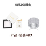 满圈豪镶纯银电镀白金豪镶戒指莫桑石闭口纯手工制作高级轻奢戒指