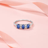 新款S925纯银蛋形蓝宝石戒指小众轻奢时尚百搭指环女款