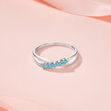 新品S925纯银蓝托帕石戒指优雅简约时尚叠戴细圈指环女款