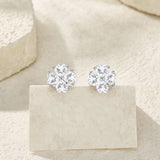 s925纯银镀白金心形耳钉 唯美小清新百搭设计感耳环女款耳饰