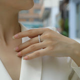 S925银莫桑石戒指 白金戒指圈全莫桑