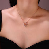 S925纯银爱心简约饰品项链女时尚小众设计感玫瑰金吊坠项链女