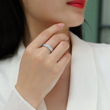 浑身满圈男戒闪耀时尚轻奢纯银莫桑石女戒