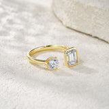 新款S925纯银镀金莫桑石戒指时尚轻奢气质复古指环女式