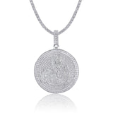 s925银莫桑石风嘻哈吊坠满钻网球链大吊坠