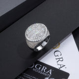 嘻哈男士戒指莫桑石镶嵌925银大号男戒嘻哈潮男饰品