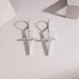 时尚精工多色十字架耳坠耳钉镶莫桑石耳环饰品女