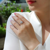 甜美创意圆形戒指闭口桃心镶嵌莫桑石少女心时尚百搭指环女式