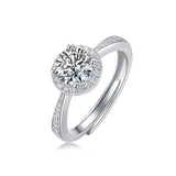 莫桑石六爪轻奢开口戒指纯银时尚