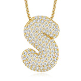 26个字母莫桑石项链925纯银夸张18K金链英文吊坠吊坠