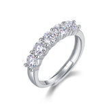 莫桑石六爪轻奢开口戒指纯银时尚