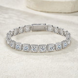 嘻哈方形S925纯银莫桑石手链轻奢时尚个性搭配饰品男女款