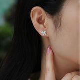 新款新款S925银莫桑石四叶草耳钉简约耳饰时尚耳钉女