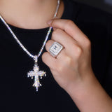 男士嘻哈戒指 莫桑石925银大号潮男戒定制轻奢时尚风饰品