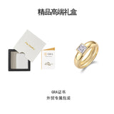 香槟星潮Etsy女戒S925银镀18k黄莫桑石指环