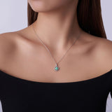 新款S925银绿色唯美花朵吊坠项链时尚简约风甜美气质锁骨链女