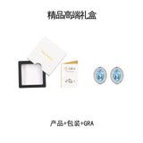 新款S925纯银蛋形托帕石耳钉时尚轻奢耳饰品耳环女